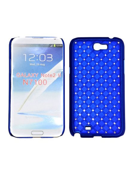 CUSTODIA RIGIDA GOMMATA CON BRILLANTINI per SAMSUNG NOTE2 N7100, N7105 COLORE BLU