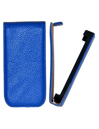 CUSTODIA VERTICALE SLIM FLIP PELLE RUVIDA VENATA per HUAWEI SONIC U8650, SONIC 2 U8661 COLORE BLU