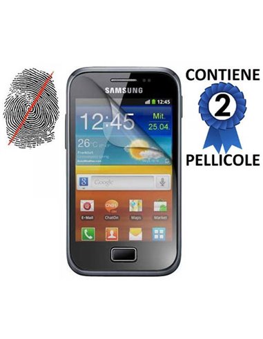 PELLICOLA PROTEGGI DISPLAY SAMSUNG S7500 GALAXY ACE PLUS ANTI IMPRONTA CONFEZIONE 2 PEZZI