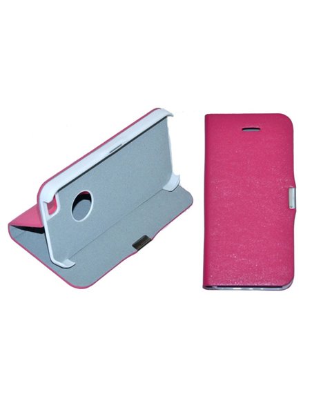 CUSTODIA ORIZZONTALE SLIM FLIP PELLE per APPLE IPHONE 5, 5S COLORE ROSA CON STAND