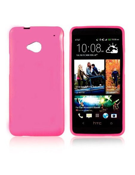 CUSTODIA GEL TPU SILICONE LUCIDA per HTC ONE, M7 COLORE ROSA