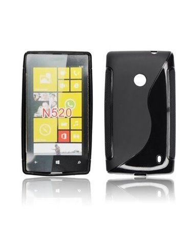 CUSTODIA GEL TPU SILICONE DOUBLE per NOKIA LUMIA 520, LUMIA 525 COLORE NERO