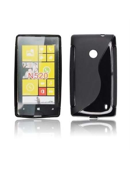 CUSTODIA GEL TPU SILICONE DOUBLE per NOKIA LUMIA 520, LUMIA 525 COLORE NERO