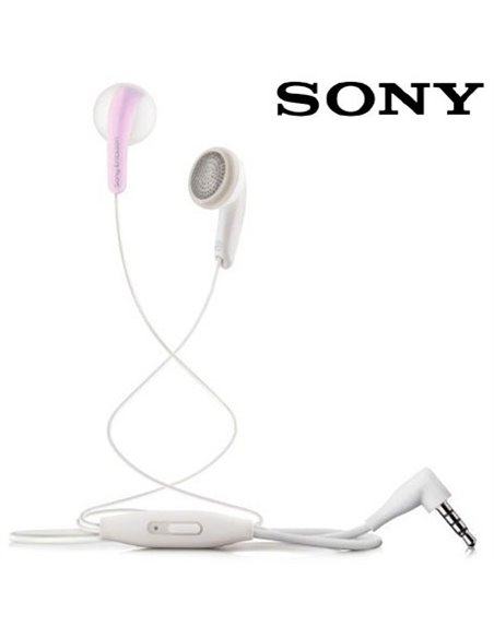 AURICOLARE STEREO ORIGINALE SONY MH410 JACK 3,5mm CON TASTO DI RISPOSTA per XPERIA GO ST27I COLORE BIANCO E ROSA BULK