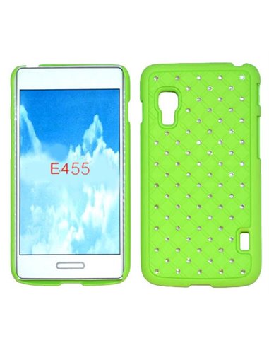 CUSTODIA RIGIDA CON BRILLANTINI per LG OPTIMUS L5 II DUAL, E455 COLORE VERDE