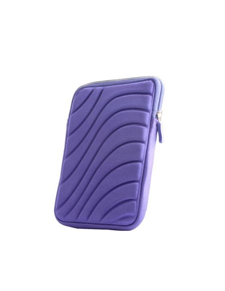 CUSTODIA UNIVERSALE IN TESSUTO IMBOTTITA per TABLET FINO A 7' POLLICI  FANTASIA ONDULATA SWING COLORE VIOLA CHIUSURA CON ZIP