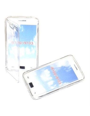 CUSTODIA GEL TPU SILICONE FLIP BOOK per SAMSUNG I9100 GALAXY S2, I9105 GALAXY S2 PLUS COLORE BIANCO TRASPARENTE