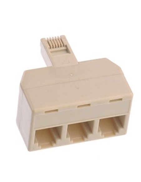 ADATTATORE TELEFONICO RJ11 1 SPINA MASCHIO / 3 PRESE FEMMINE PLUG 6P4C 22351 SFUSO IN BULK