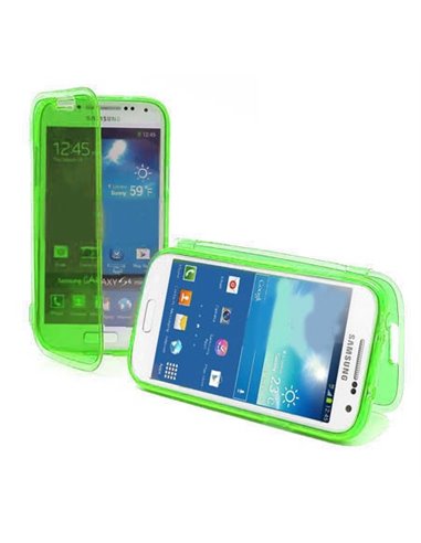 CUSTODIA GEL TPU SILICONE FLIP BOOK per SAMSUNG I9190 GALAXY S4 MINI, I9192, I9195 COLORE VERDE