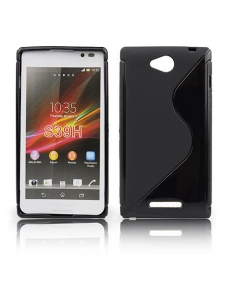 CUSTODIA GEL TPU SILICONE DOUBLE per SONY XPERIA C, C2305, S39H COLORE NERO