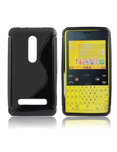 CUSTODIA GEL TPU SILICONE DOUBLE NOKIA ASHA 210 COLORE NERO