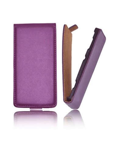 CUSTODIA VERTICALE SLIM FLIP PELLE per SONY XPERIA Z1, C6902, C6903, C6906, C6943, L39H, HONAMI COLORE VIOLA