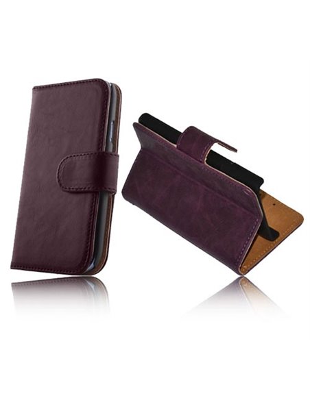 CUSTODIA FLIP ORIZZONTALE PELLE per LG OPTIMUS L3 II, E430 CON STAND E PORTA CARTE COLORE VIOLA