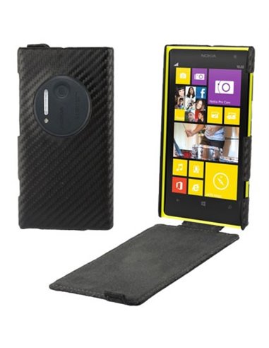 CUSTODIA VERTICALE SLIM FLIP per NOKIA LUMIA 1020, EOS, 909, RM-875, RM-877, RM-876 COLORE NERO CARBON