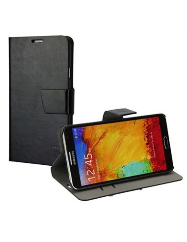 CUSTODIA FLIP ORIZZONTALE PELLE per SAMSUNG GALAXY NOTE 3, N9000, N9002, N9005 CON STAND E PORTA CARTE COLORE NERO