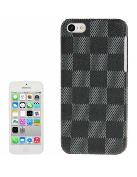 CUSTODIA BACK RIGIDA per APPLE IPHONE 5c FANTASIA QUADRI COLORE GRIGIO E NERO