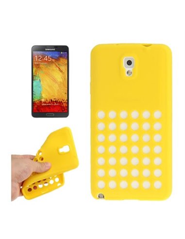 CUSTODIA GEL TPU SILICONE CON FORI per SAMSUNG GALAXY NOTE 3, N9000, N9002, N9005 COLORE GIALLO