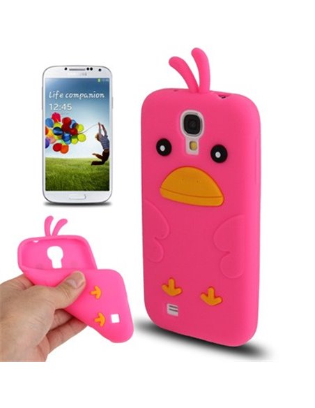 CUSTODIA GEL TPU SILICONE per SAMSUNG I9500 GALAXY S4, I9505, I9502 FANTASIA UCCELLO COLORE ROSA