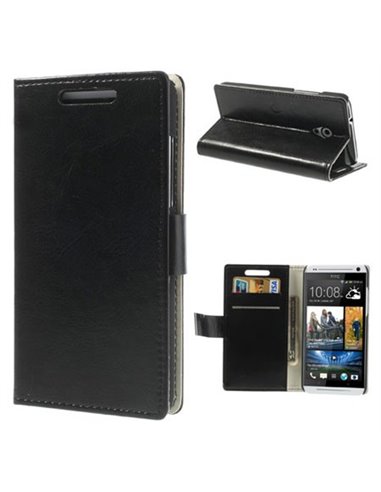 CUSTODIA FLIP ORIZZONTALE BOOK SLIM per HTC DESIRE 700 CON STAND E TASCHE PORTA CARTE COLORE NERO