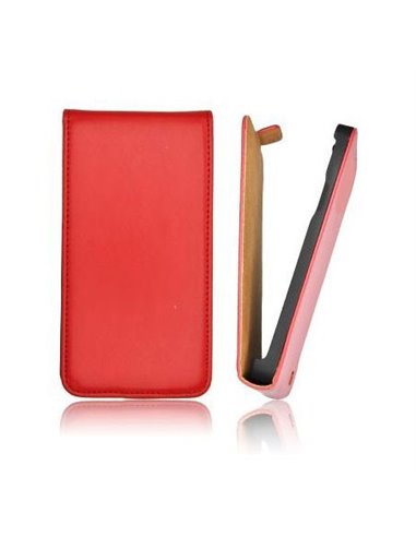 CUSTODIA FLIP VERTICALE SLIM PELLE per HTC ONE 2 ( M8 ), ONE M8s COLORE ROSSO