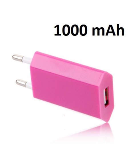 CARICATORE DA RETE 1000mAh CON 1 PORTA USB COLORE FUCSIA (TCUSB.SLIM.FU.1A)