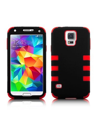 CUSTODIA BACK RIGIDA per SAMSUNG G900F GALAXY S5, GALAXY S5 NEO G903F, GALAXY S5 PLUS COLORE NERO CON INSERTI ROSSI