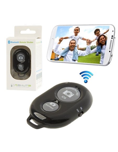 TELECOMANDO BLUETOOTH AUTOSCATTO FOTOCAMERA PER ANDROID E IOS FINO A 10MT COLORE NERO SEGUE COMPATIBILITA'...