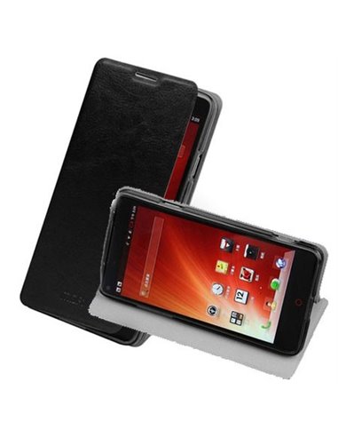 CUSTODIA FLIP ORIZZONTALE PELLE per ZTE NUBIA Z5s CON STAND E INTERNO IN TPU SILICONE COLORE NERO