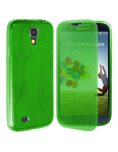 CUSTODIA GEL TPU SILICONE FLIP BOOK per SAMSUNG I9500 GALAXY S4, I9505, I9502 COLORE VERDE TRASPARENTE