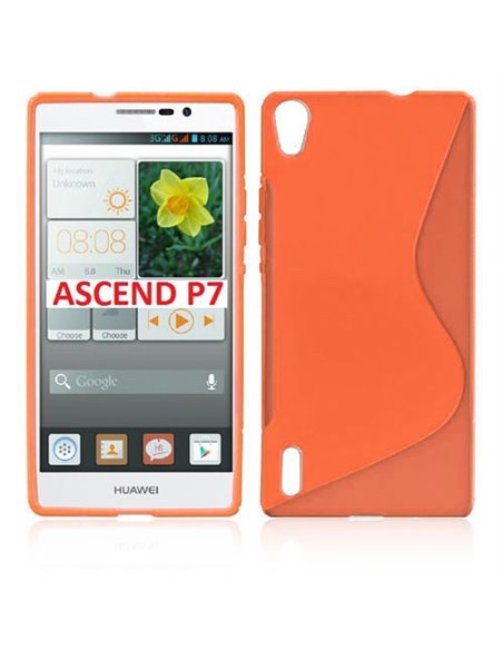 CUSTODIA GEL TPU SILICONE DOUBLE per HUAWEI ASCEND P7 COLORE ARANCIONE