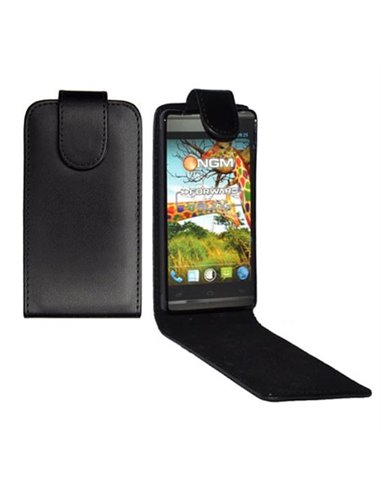 CUSTODIA FLIP VERTICALE PELLE per NGM FORWARD YOUNG CON INTERNO IN TPU SILICONE COLORE NERO