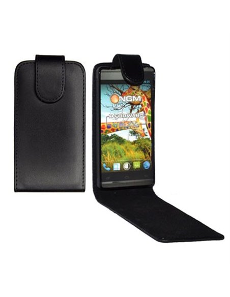 CUSTODIA FLIP VERTICALE PELLE per NGM FORWARD YOUNG CON INTERNO IN TPU SILICONE COLORE NERO