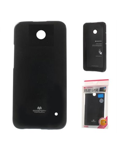 CUSTODIA GEL TPU SILICONE per NOKIA LUMIA 630 COLORE NERO LUCIDO CON GLITTER ALTA QUALITA' MERCURY BLISTER