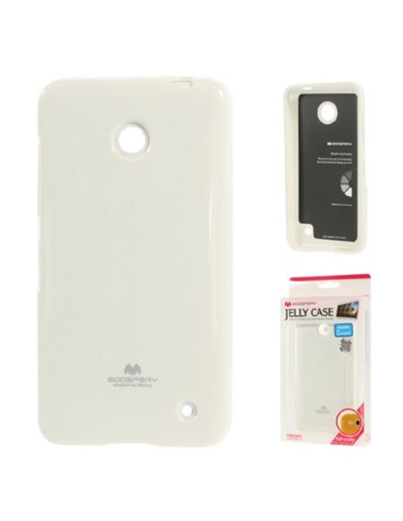 CUSTODIA GEL TPU SILICONE per NOKIA LUMIA 630 COLORE BIANCO LUCIDO CON GLITTER ALTA QUALITA' MERCURY BLISTER