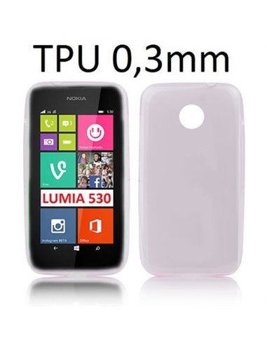 CUSTODIA GEL TPU SILICONE ULTRA SLIM 0,3mm per NOKIA LUMIA 530 COLORE ROSA TRASPARENTE