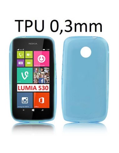 CUSTODIA GEL TPU SILICONE ULTRA SLIM 0,3mm per NOKIA LUMIA 530 COLORE AZZURRO TRASPARENTE