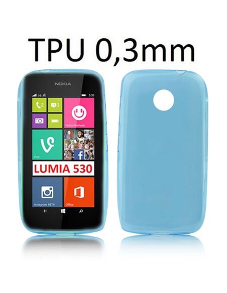 CUSTODIA GEL TPU SILICONE ULTRA SLIM 0,3mm per NOKIA LUMIA 530 COLORE AZZURRO TRASPARENTE