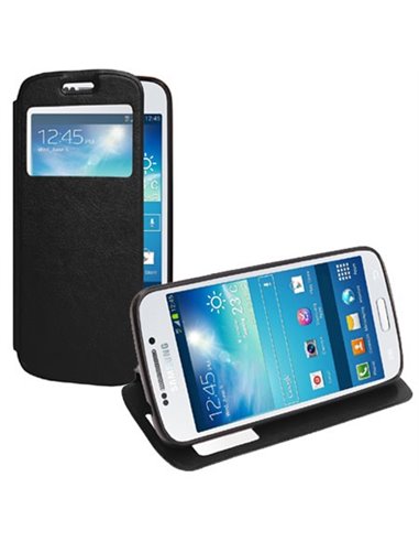 CUSTODIA FLIP ORIZZONTALE PELLE per SAMSUNG G7106 GALAXY GRAND 2 CON STAND, FINESTRA ID ED INTERNO IN TPU COLORE NERO