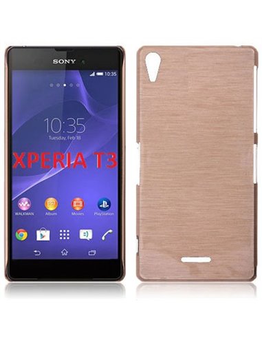 CUSTODIA TPU SILICONE per SONY XPERIA T3 D5102, D5103, D5106 COLORE ORO EFFETTO METALLICO