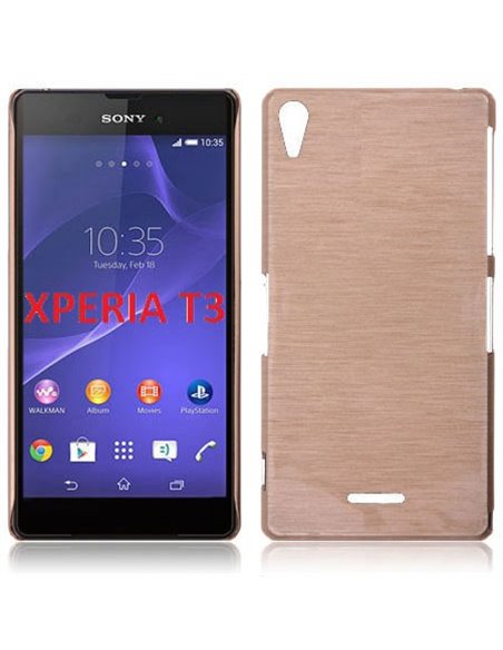 CUSTODIA TPU SILICONE per SONY XPERIA T3 D5102, D5103, D5106 COLORE ORO EFFETTO METALLICO