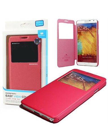 CUSTODIA BOOK CON FINESTRA IDENTIFICATIVO CHIAMANTE per SAMSUNG GALAXY NOTE 3 COLORE ROSA EASY VIEW BLISTER MERCURY