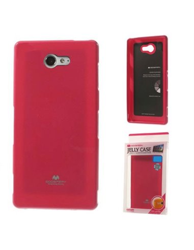 CUSTODIA GEL TPU SILICONE per SONY XPERIA M2 FUCSIA LUCIDO CON GLITTER ALTA QUALITA' MERCURY BLISTER