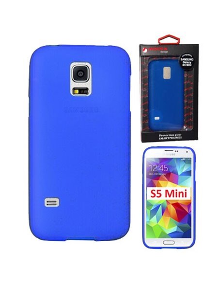 CUSTODIA GEL TPU SILICONE per SAMSUNG G800 GALAXY S5 MINI COLORE BLU ALTA QUALITA' MOCCA BLISTER