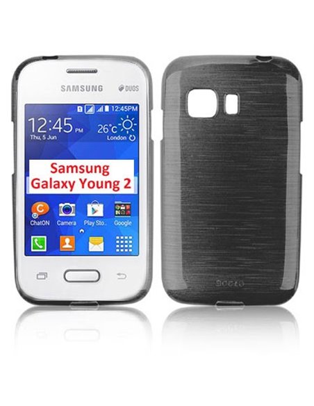 CUSTODIA GEL TPU SILICONE per SAMSUNG G130 GALAXY YOUNG 2 COLORE NERO EFFETTO METALLICO