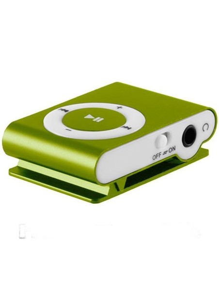 MINI LETTORE MP3 CON CLIP, SLOT MICRO SD E USCITA MINI USB COLORE VERDE