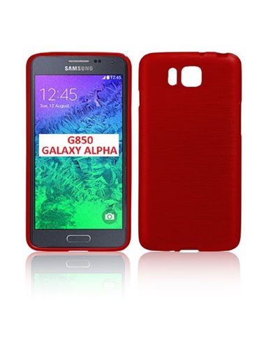 CUSTODIA GEL TPU SILICONE per SAMSUNG G850 GALAXY ALPHA COLORE ROSSO EFFETTO METALLICO