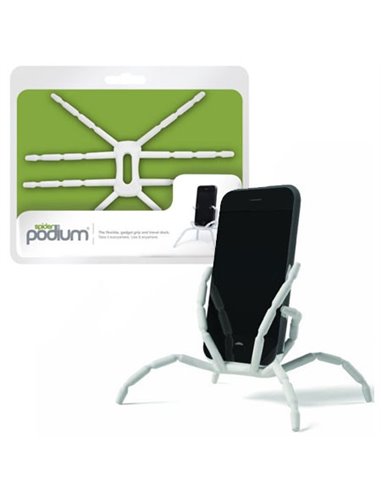 SUPPORTO SPIDER PODIUM UNIVERSALE PIEGHEVOLE DA TAVOLO, AUTO, BICI per SMARTPHONE COLORE BIANCO XL-813