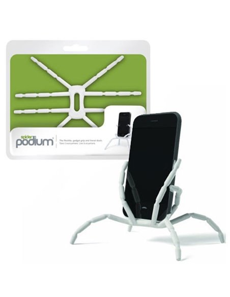 SUPPORTO SPIDER PODIUM UNIVERSALE PIEGHEVOLE DA TAVOLO, AUTO, BICI per SMARTPHONE COLORE BIANCO XL-813