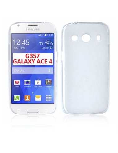 CUSTODIA GEL TPU SILICONE per SAMSUNG G357 GALAXY ACE 4  COLORE BIANCO-TRASPARENTE