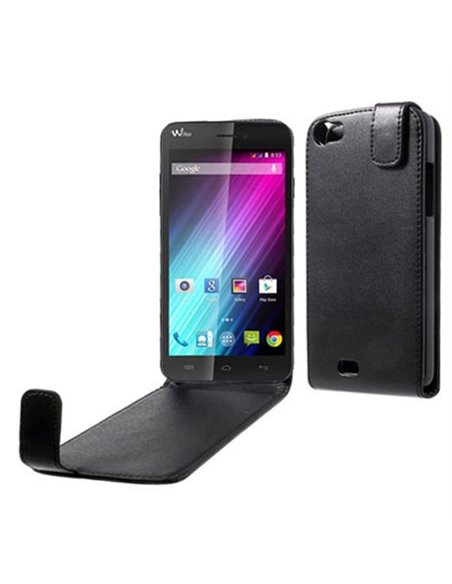 CUSTODIA FLIP VERTICALE PELLE per WIKO LENNY COLORE NERO